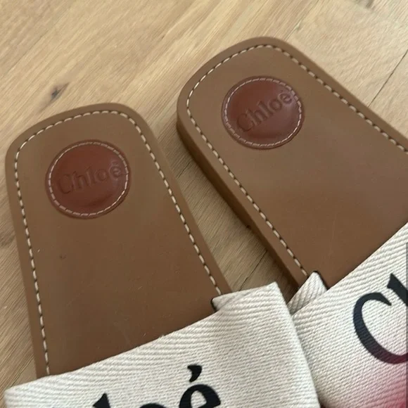 Chloé Brown and Cream Slide Sandals - Picture 4 of 5